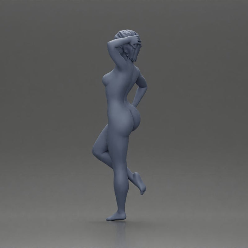 Naked girl with short hair leaning on a car - Only-Games