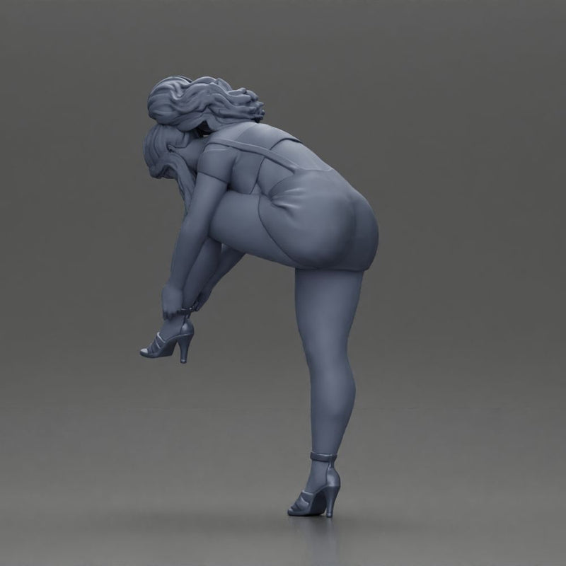 Sexy Girl Adjusting Her Stylish Red Heels - Only-Games