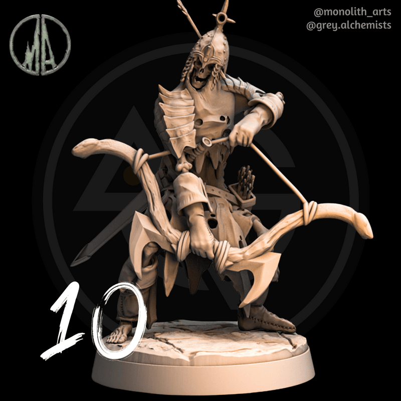 Skeleton Archers - 10 Poses - Fantasy Resin Miniatures in 32mm - DnD Monsters