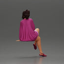 Elegant Woman in Pink Dress Relaxing with Graceful Pose - Only-Games