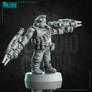 (0295) Male cyberpsychopath sci-fi cyborg with laser rifles - Only-Games