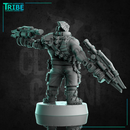 (0295) Male cyberpsychopath sci-fi cyborg with laser rifles - Only-Games