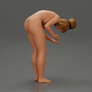 Naked Girl standing behind her boyfriend gently touching his face - Only-Games