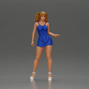 Elegant woman in dress posing confidently with playful charm - Only-Games