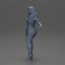 Confident style in red long shirt layers with white accents heels - Only-Games