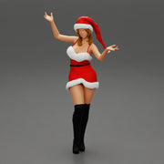 Lovely Santa Girl in Christmas Dress Posing - Only-Games