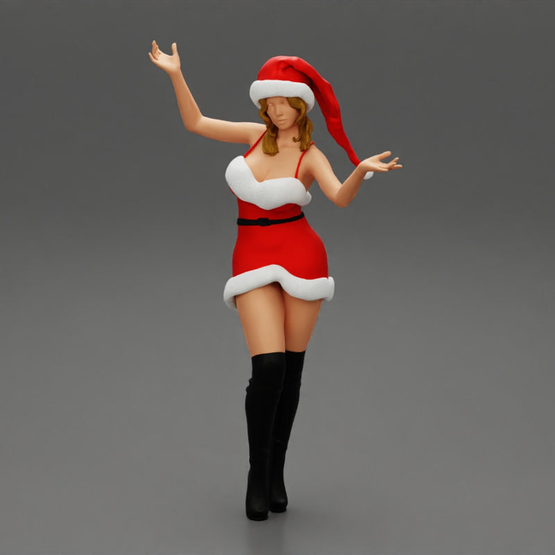 Lovely Santa Girl in Christmas Dress Posing - Only-Games