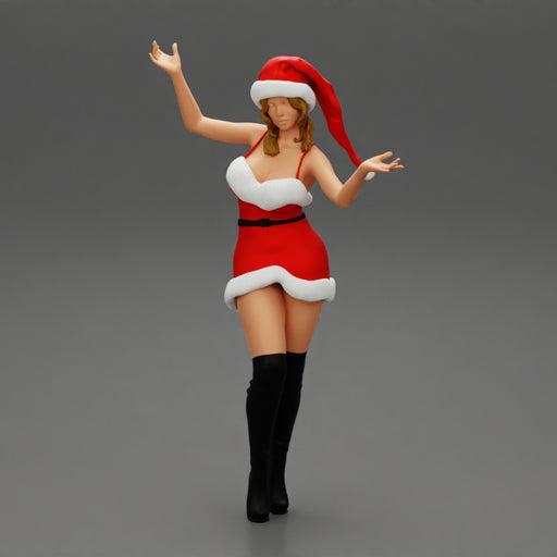 Lovely Santa Girl in Christmas Dress Posing - Only-Games