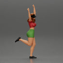 Happy girl in Mini shirt and tennis cap Standing on One Leg - Only-Games