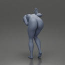 Naked girl holding her stomach and placing her hand on the wall due to stomach pain - Only-Games