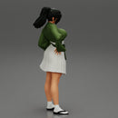 Asian Girl with Nice Outfit Short Skirt and Long Sleeve Shirt - Only-Games