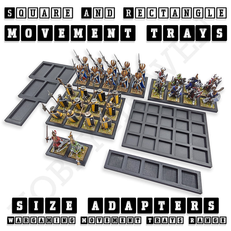 Square and Rectangle Movement Trays Adapters for Tabletop Games - Only-Games