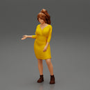 woman explaining pose wearing dress and boot - Only-Games