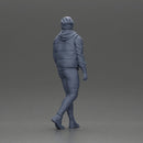 Bearded Man in Winter Outfit Walking with Casual Confidence - Only-Games