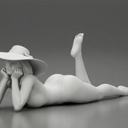 Beautiful Young Sexy Woman Wearing swimsuit  With  Sun Hat Lying Down On The Sand Beach - Only-Games