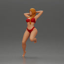 Elegant pose in red bikini, showcasing confidence and playful charm - Only-Games