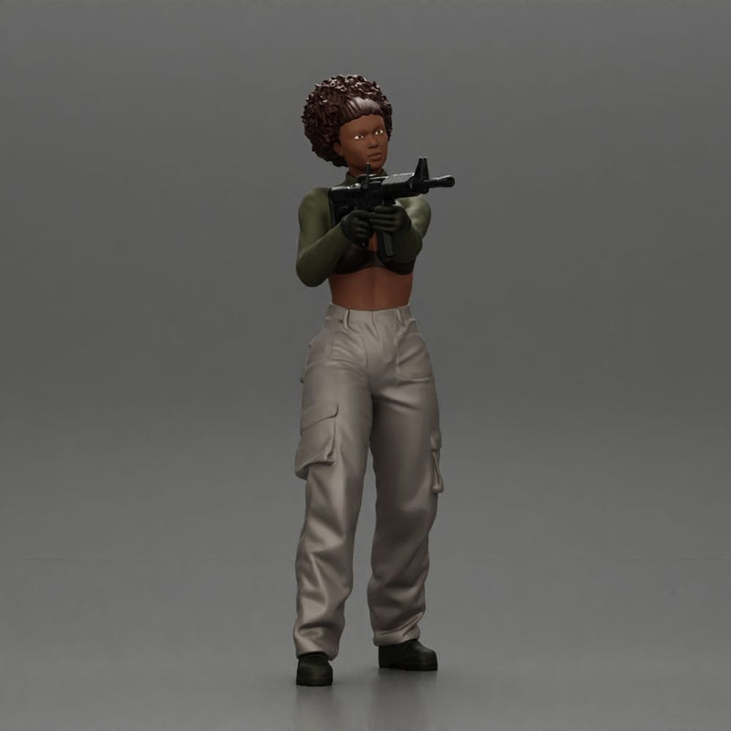 Armed black girl going to shoot a gun in bra - Only-Games
