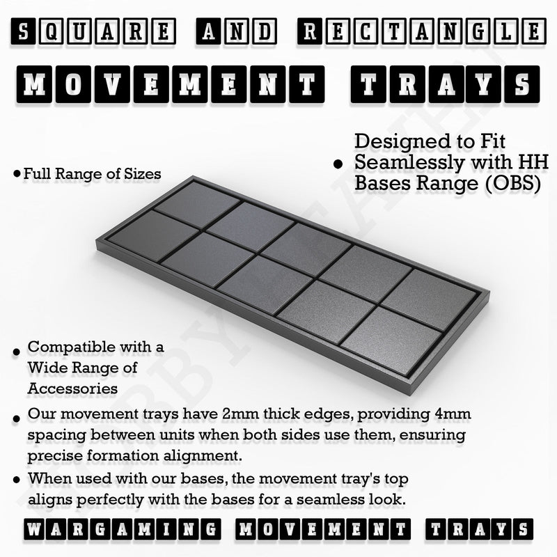 Rectangle Movement Trays | Cavalry & Monsters | 50×25-100×60mm | OBS System - Only-Games