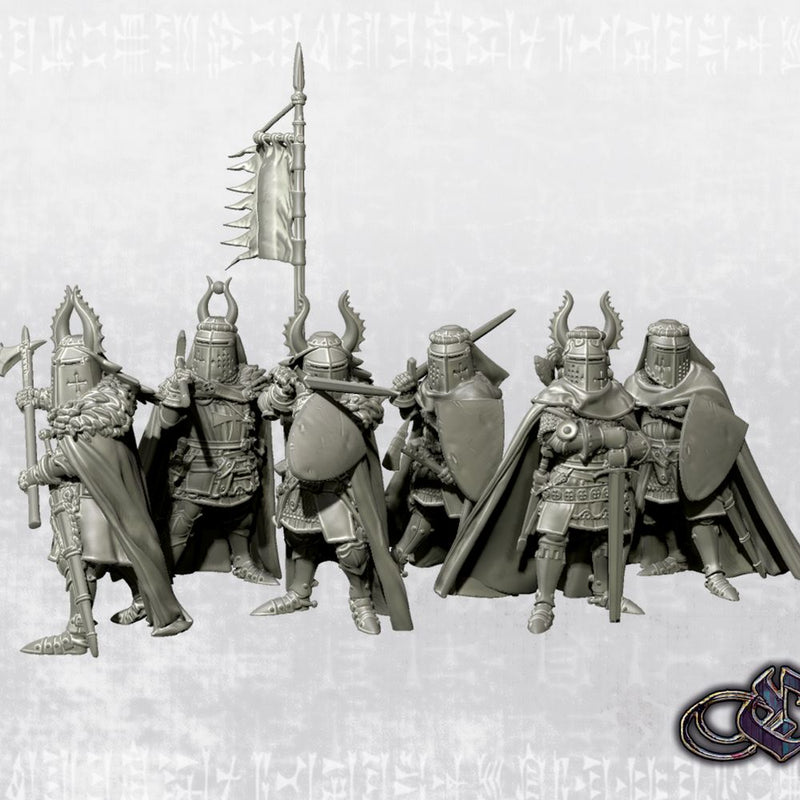 "Late Crusader Knights on Foot with Great Helms -  Teutonic Version"  - 34mm - Only-Games