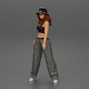 gangster homies lowrider girl posing in hat and sunglasses with long hair - Only-Games