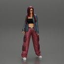 gangster homies lowrider girl posing in long open shirt with long pigtail - Only-Games