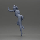 Woman in a bikini leaning on the car with her hands on the beach - Only-Games