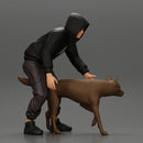 gangster homie in hoodie and short with his dog on the street - Only-Games