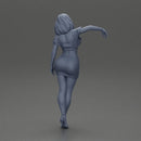 Elegant pose in vibrant blue dress with matching high heels - Only-Games