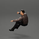 Man in a leather jacket sitting on the car and closing the car door - Only-Games