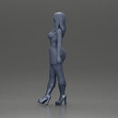 Stylish woman in black dress fishnet tights and boots - Only-Games