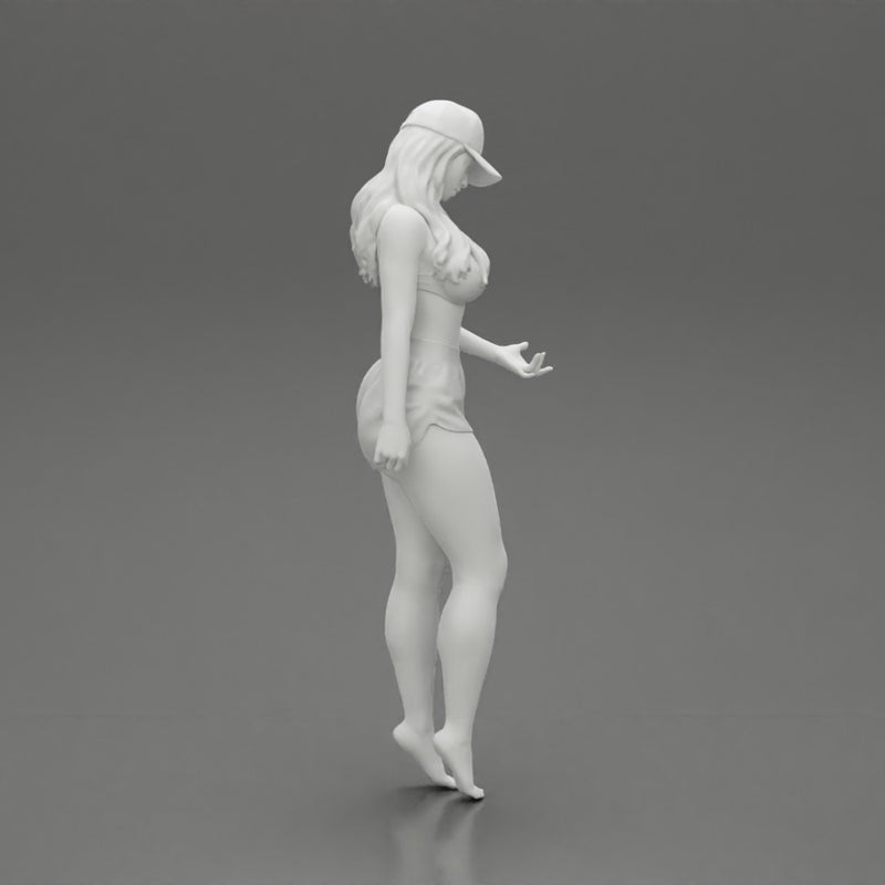 Sexy Girl standing in Cap and Shorts With Posing - Only-Games