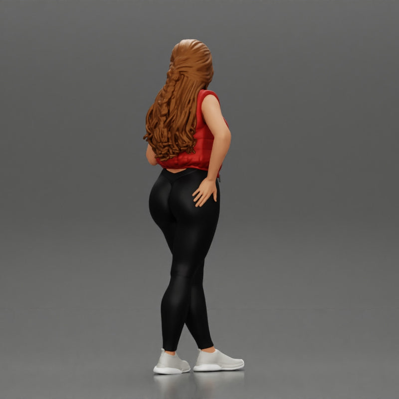 Beautiful woman with long hair in a bodysuit with an open vest - Only-Games