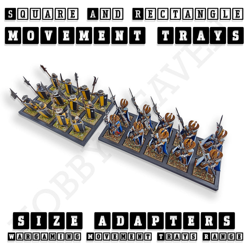 Square and Rectangle Movement Trays Adapters for Tabletop Games - Only-Games