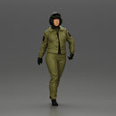 Pilot Woman Walking with Military Helmet and Emergency Shoulder Bag - Only-Games