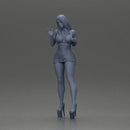 Confident Woman Posing Elegantly in Red Dress and Heels - Only-Games