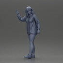 Sexy girl in a long shirt and shoes walks by waving hello to someone - Only-Games