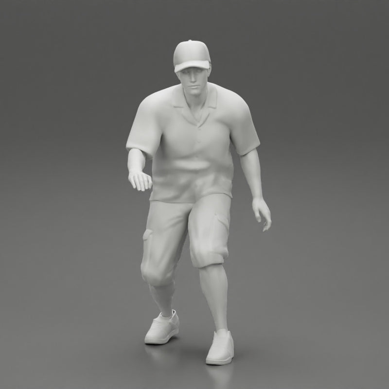 Man bent over while walking in cap - Only-Games