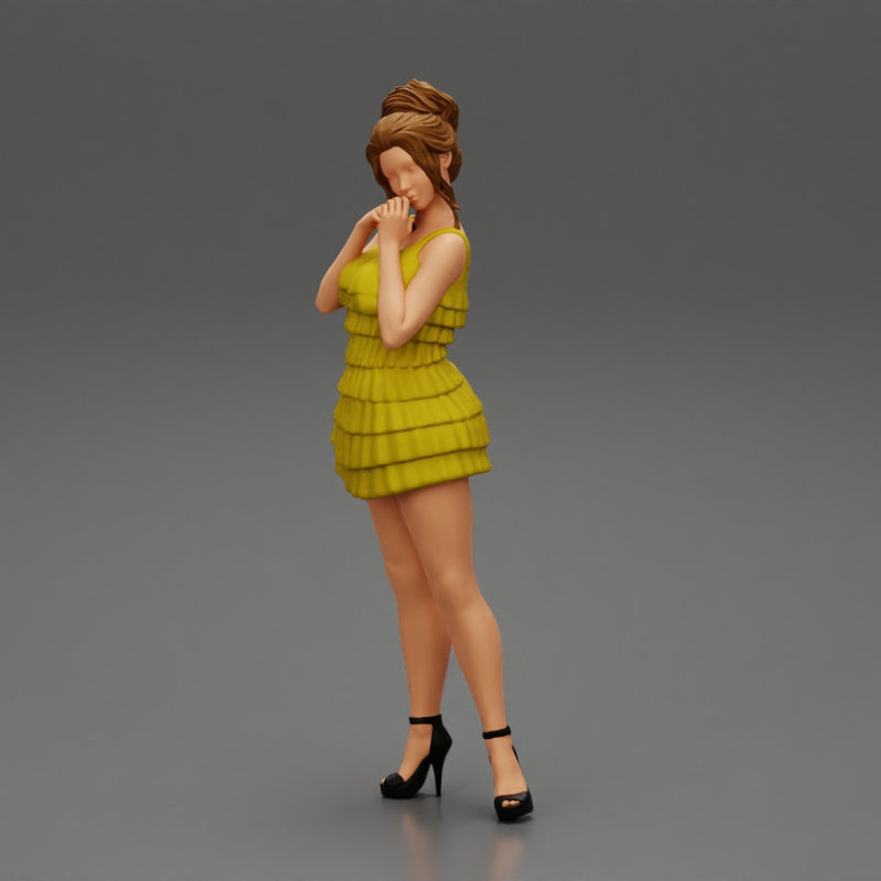 Sexy woman standing and posing and in fashion summer dress - Only-Games
