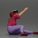 Biker Girl in a helmet who fell off a motorbike, being helped by a man - Only-Games