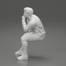 man in leather jacket sitting in thinking pose - Only-Games