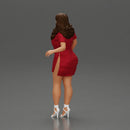 Confident style in red long shirt layers with white accents heels - Only-Games