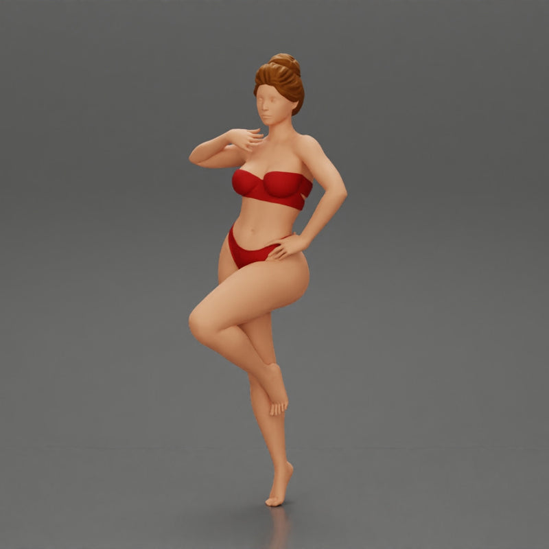 Sexy Woman In bikini posing and Standing On One Leg - Only-Games