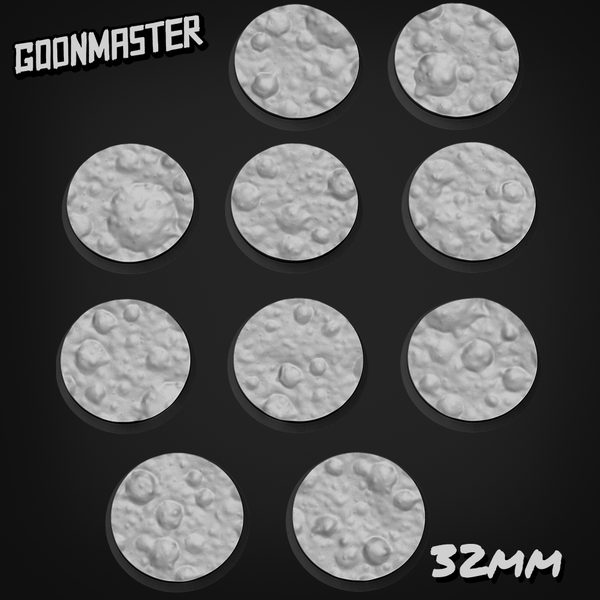 Moon Crater Bases 32mm Round x 10
