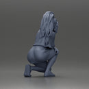 fashionable girl in beachwear is sitting and looking - Only-Games