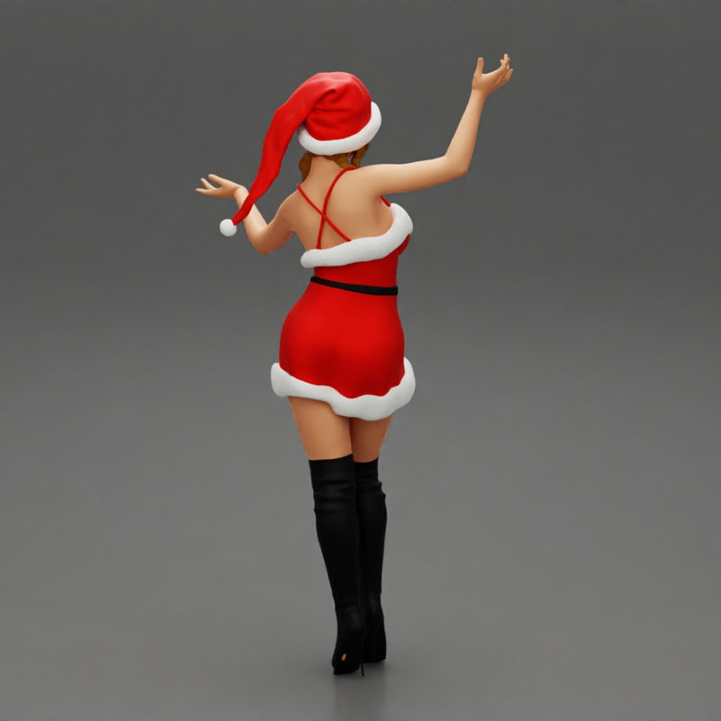 Lovely Santa Girl in Christmas Dress Posing - Only-Games