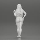 Beautiful woman with long hair in a bodysuit with an open vest - Only-Games