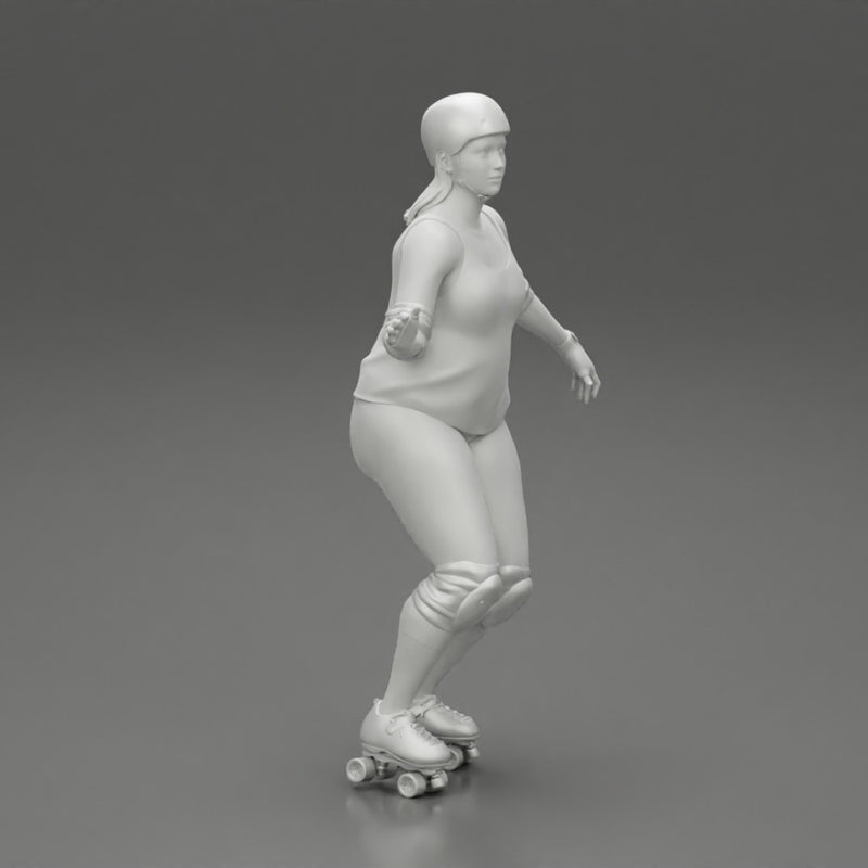 overweight derby girl roller skating