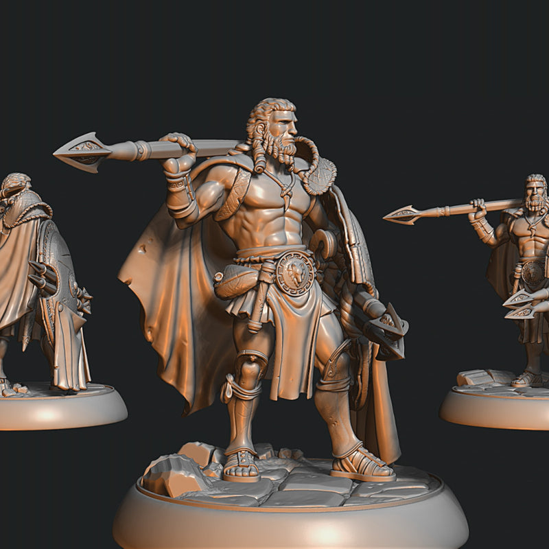 Tassos - Trathian Wolves leader - Ancient Greek peltasta Hero - 32mm - Only-Games