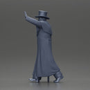 man in long coat, resembling a mafia boss walking - Only-Games