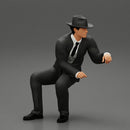 2 Models - businessman in hat sitting and holding briefcase of money - Only-Games